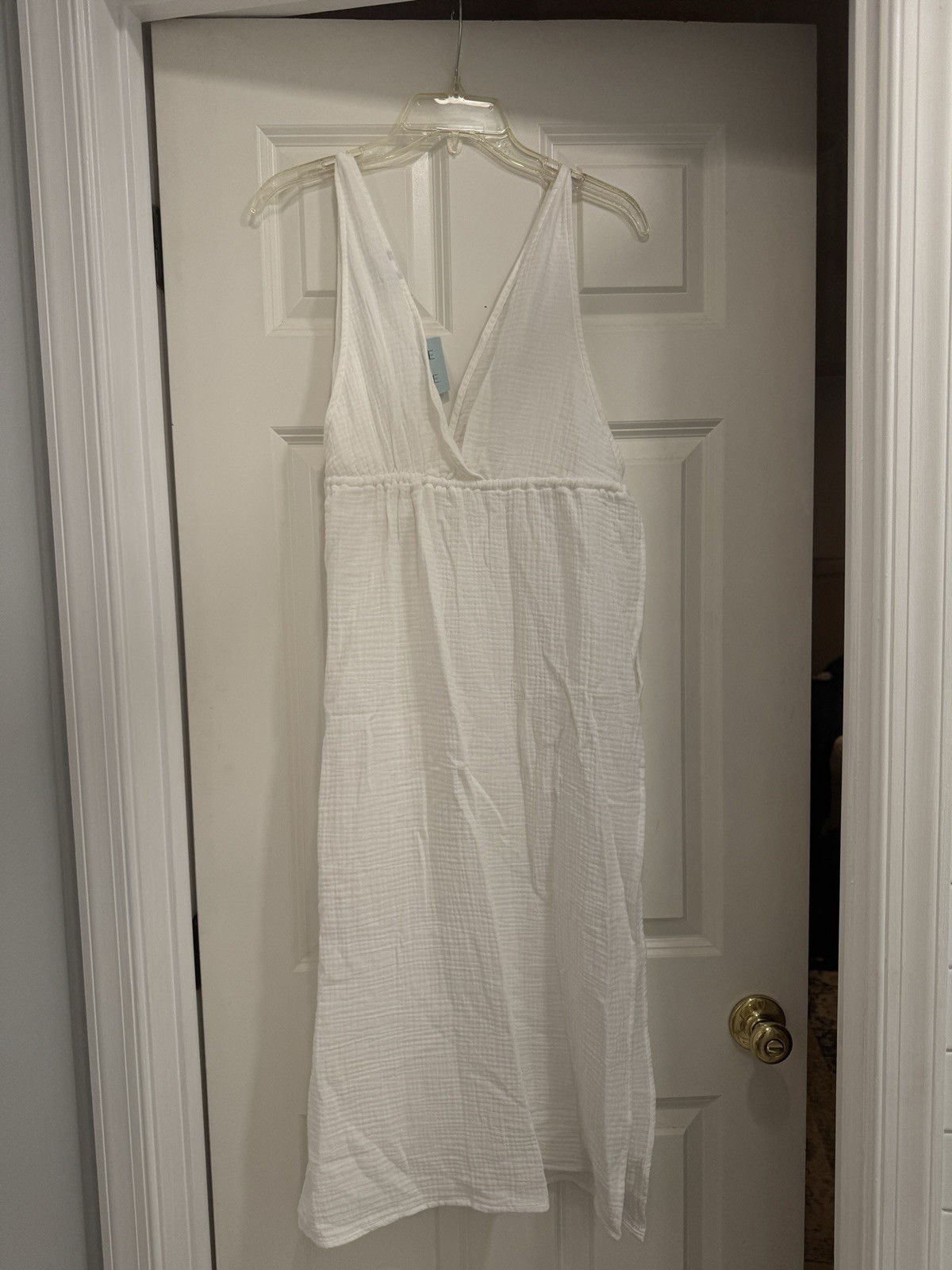 Shade & Shore White Cotton Gauze V-Neck Strappy Sleeveless Swim Coverup XS (0-2)