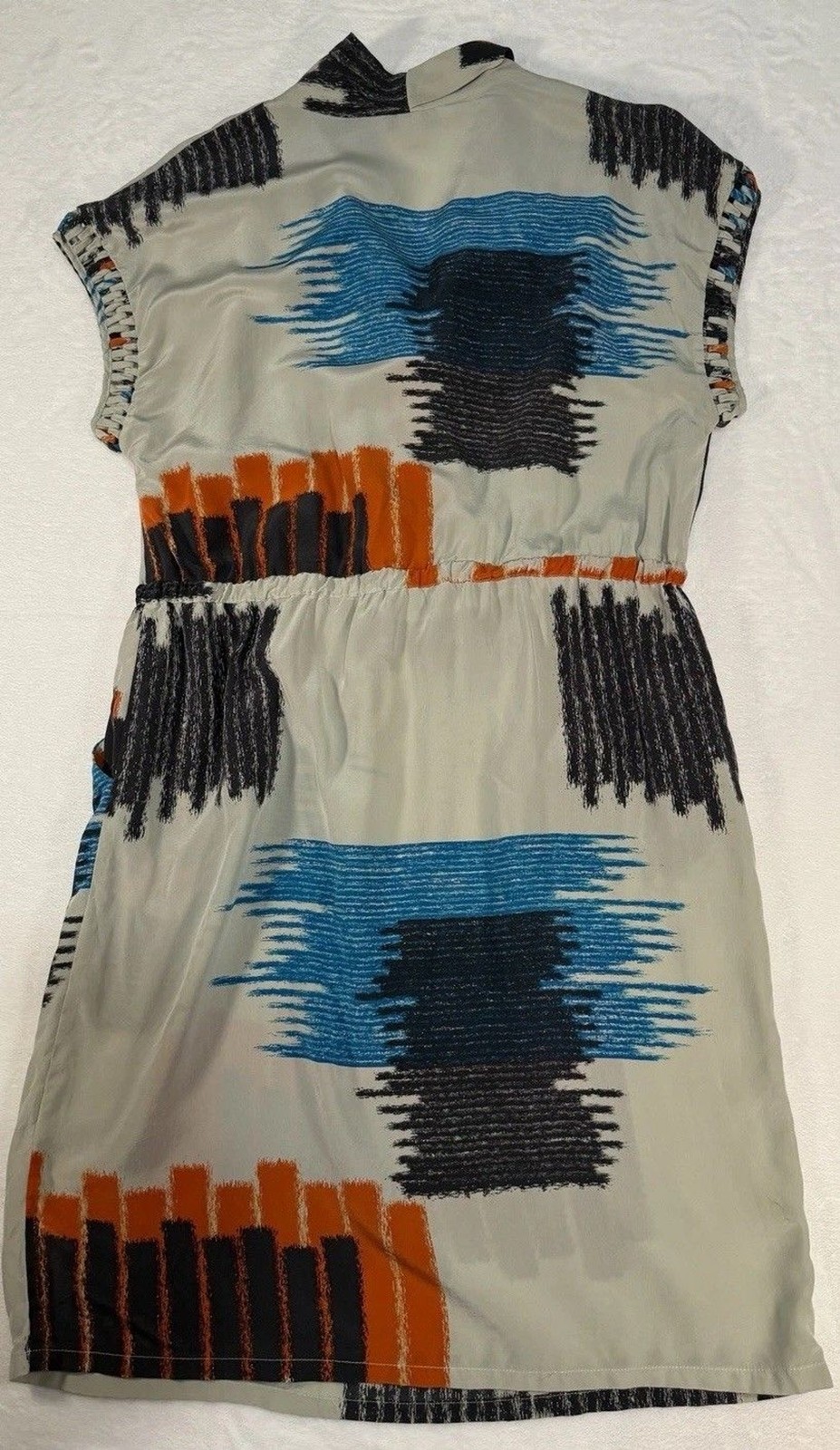 Presley Skye 100% Silk Abstract Print Faux Wrap Dress – Multicolor – Large