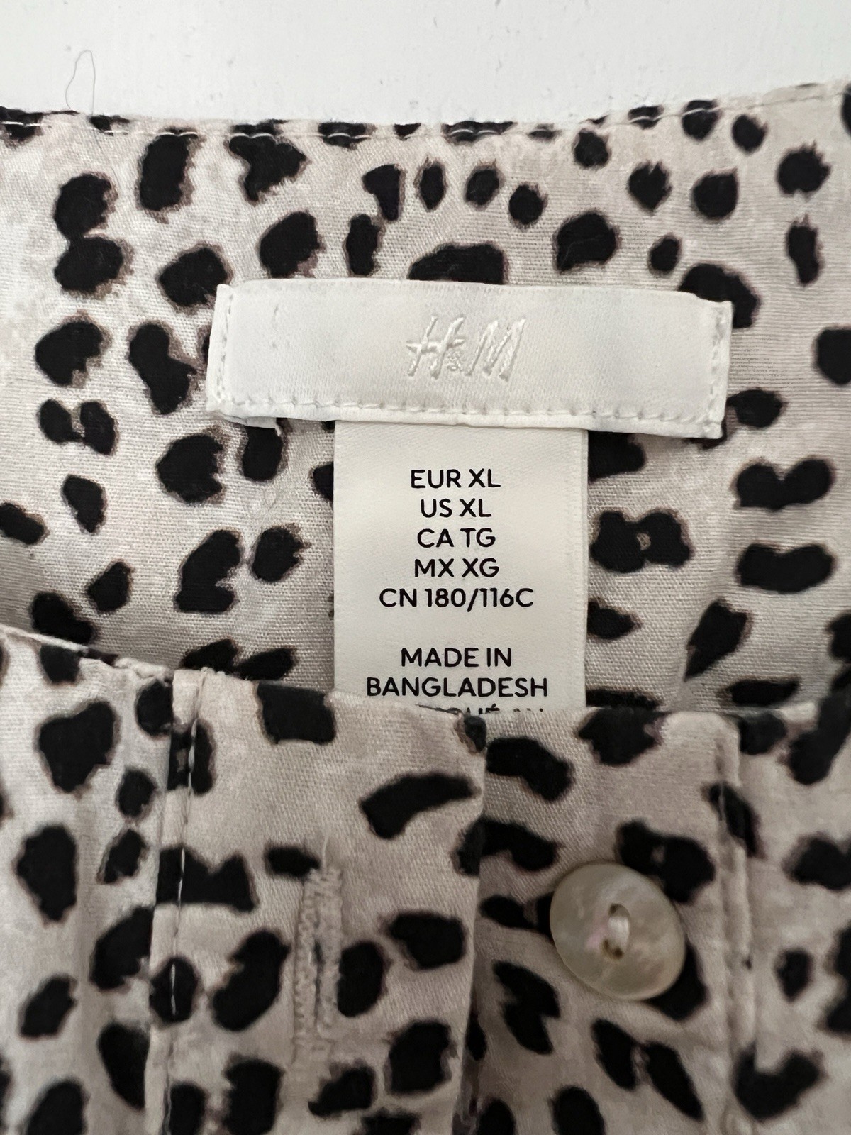 H&M Animal Print Black White A-Line Dress Cap Sleeve Round Neck Short XL