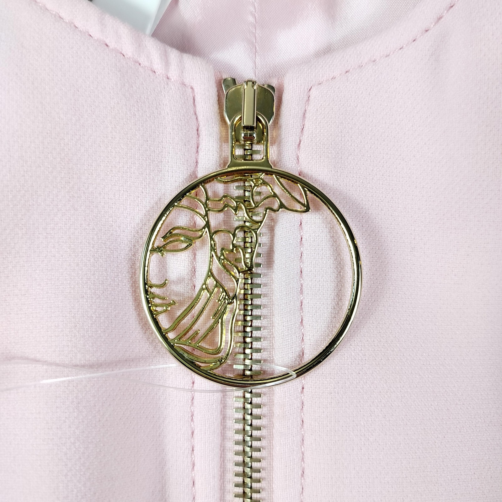 Versace Collection Dress Womens 50 Pink Sleeveless Sheath Medusa Zip Ring Pull