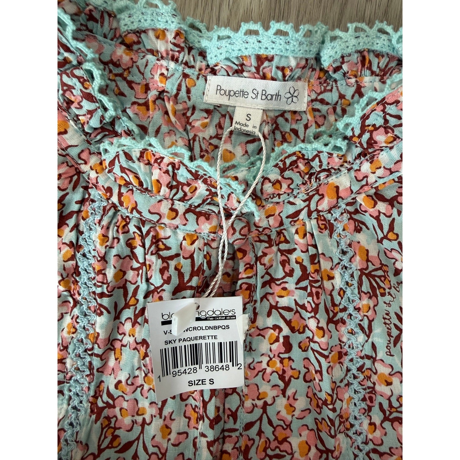 Poupette St Barth Anais Sky Pacquerette Resort Boho Mini Dress NWT S