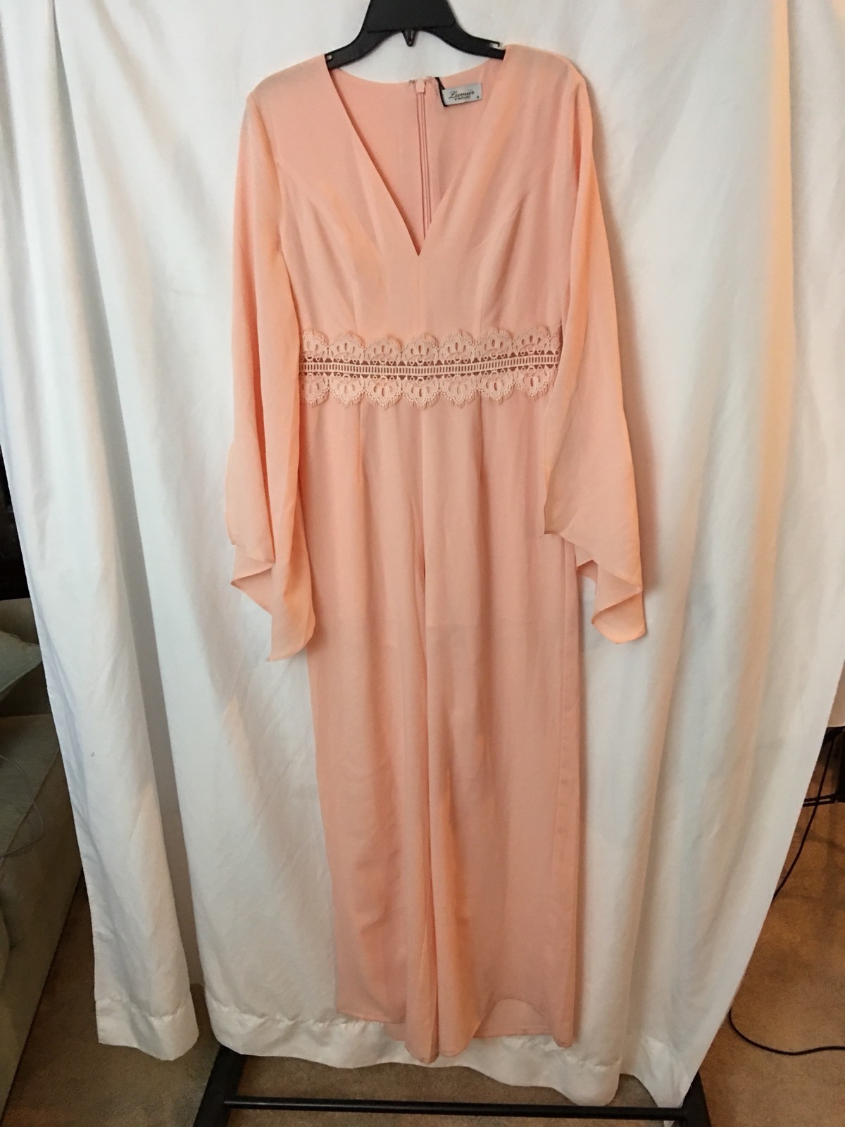 Lumier By Variant Peach Medium Jumpsuit Lace Womens Pantsuit Cocktail Attire M