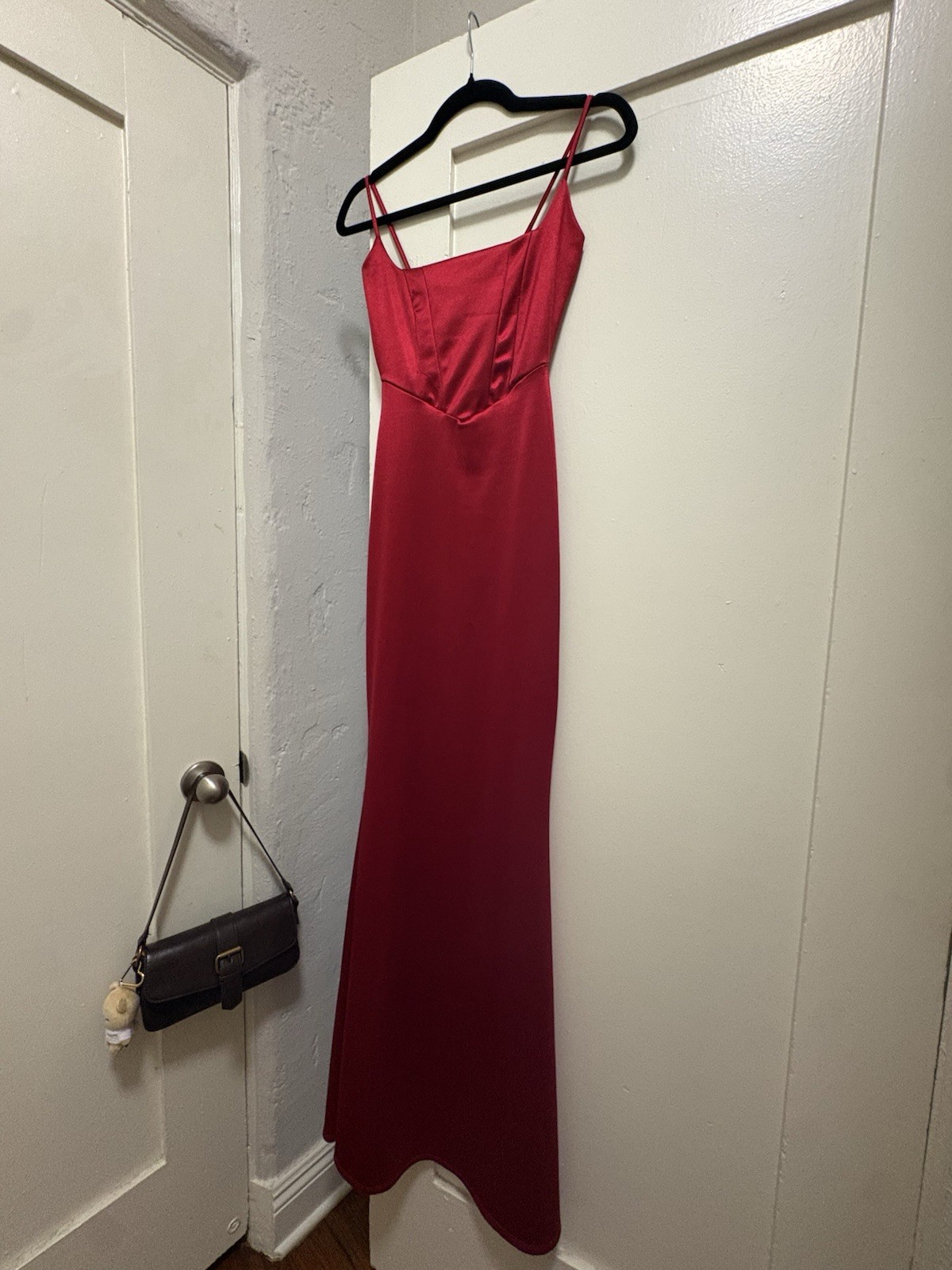 Windsor Women’s XS Red Solid Square Neck Strappy Sleeveless Maxi Dress