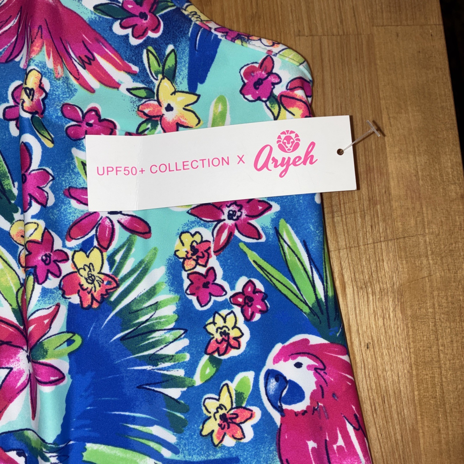 Aryeh Ladies Sundress Sz Large Multicolor Floral Spaghetti Strap SPF 50 NWT