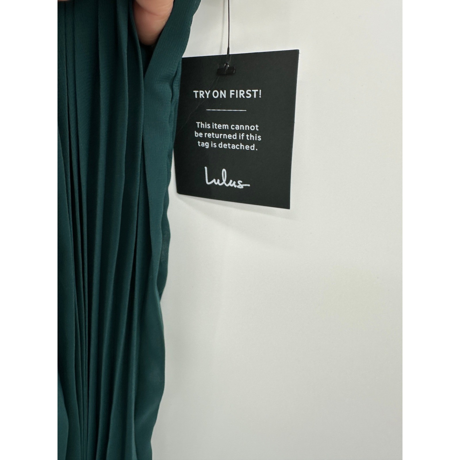 Lulus Forest Green Pleated Ruffle Midi Dress D1778 Tie Strap Womens Medium