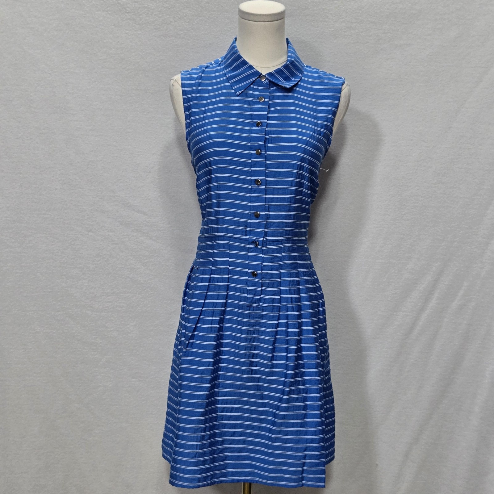 Covington Dress Womens 6 Striped Sleeveless Shirt Pocket Casual Summer Sundress