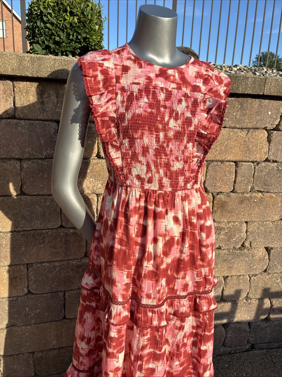 Banjanan S Small Iris Dress Print Cotton Midi