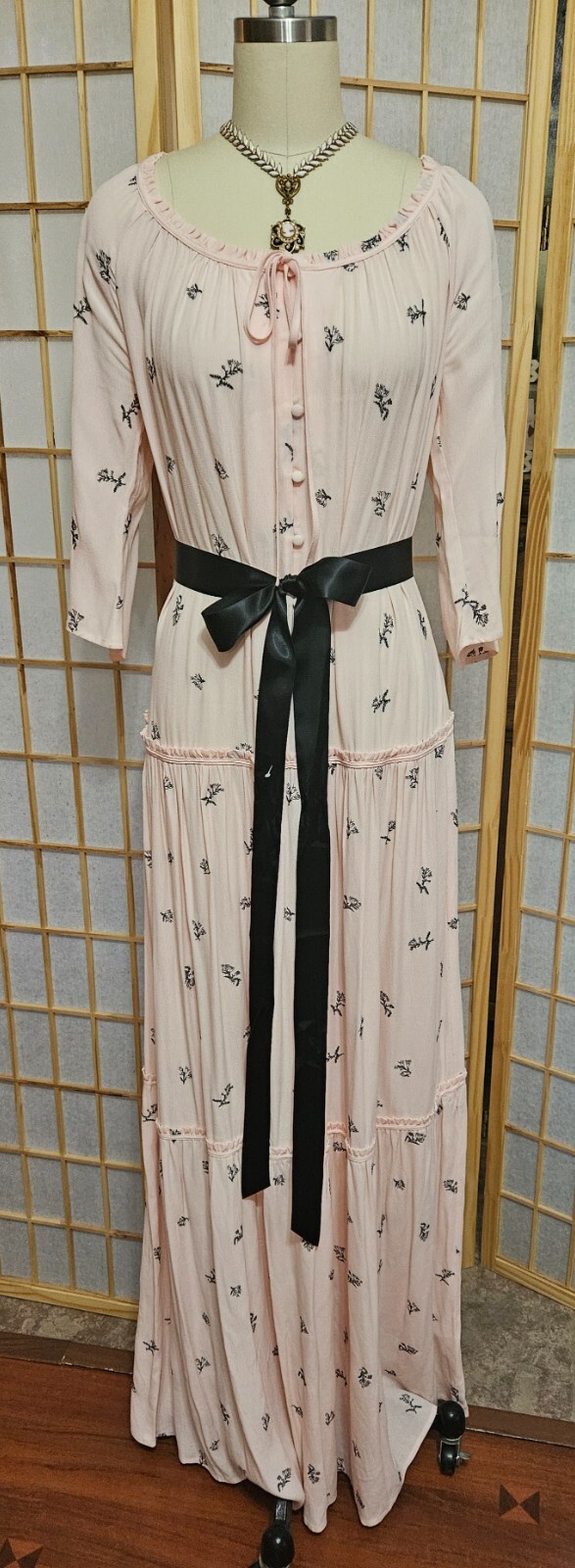 Patrizia Pepe Maxi Dress Abito Lungo Size 44 Embroidered Bohemian Beauty Pink