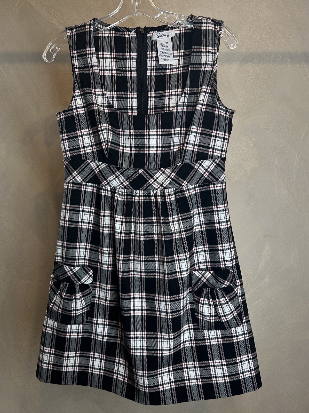Speechless Women’s Plaid/tartan Clueless Academia Jumper Dress W/Pockets|Size:7