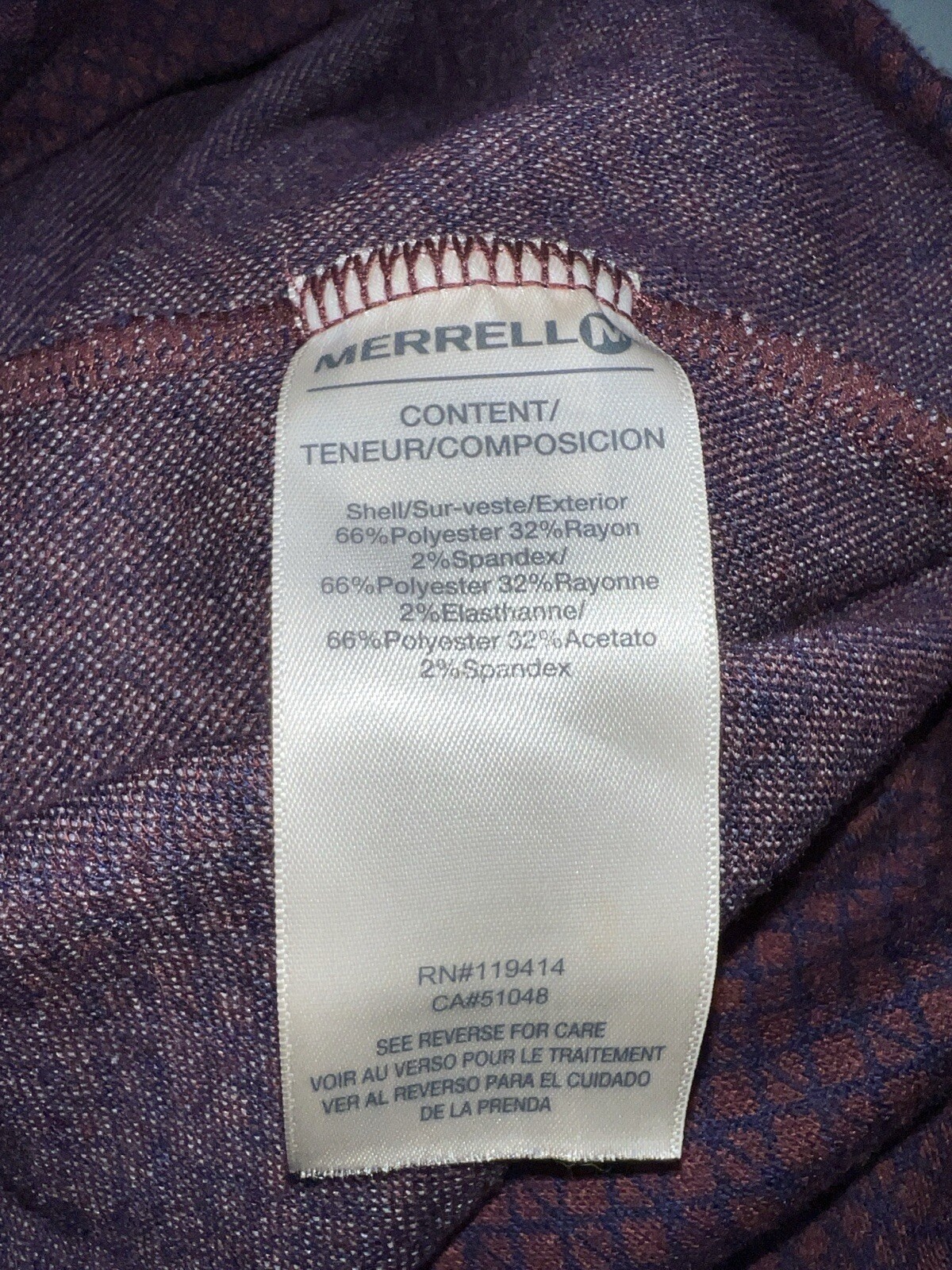 MERRELL Indira Maroon Dress Cowl Neck Double Knit Ponte Long Sleeve Print Small
