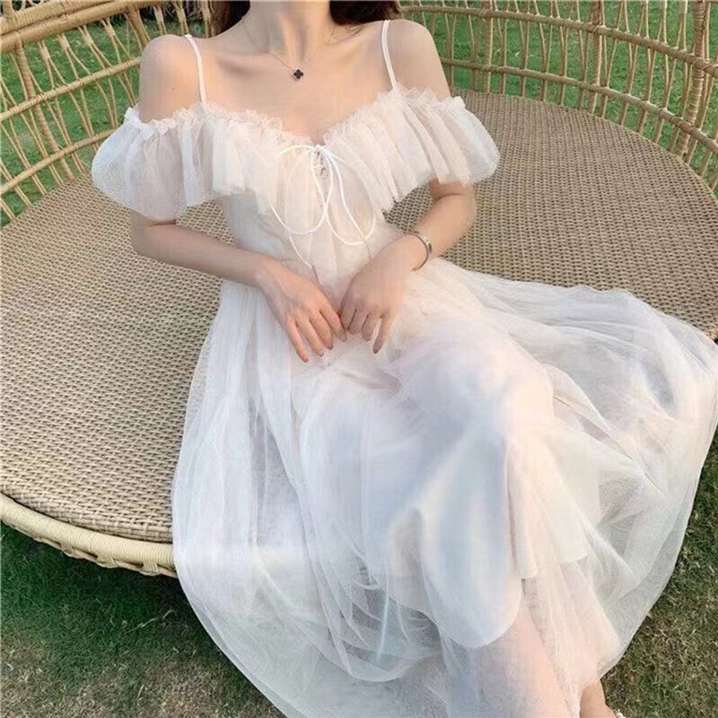 Sling Dress Spaghetti Strap Elegant Fairy Sexy Women Beach Holiday Fashion Sexy