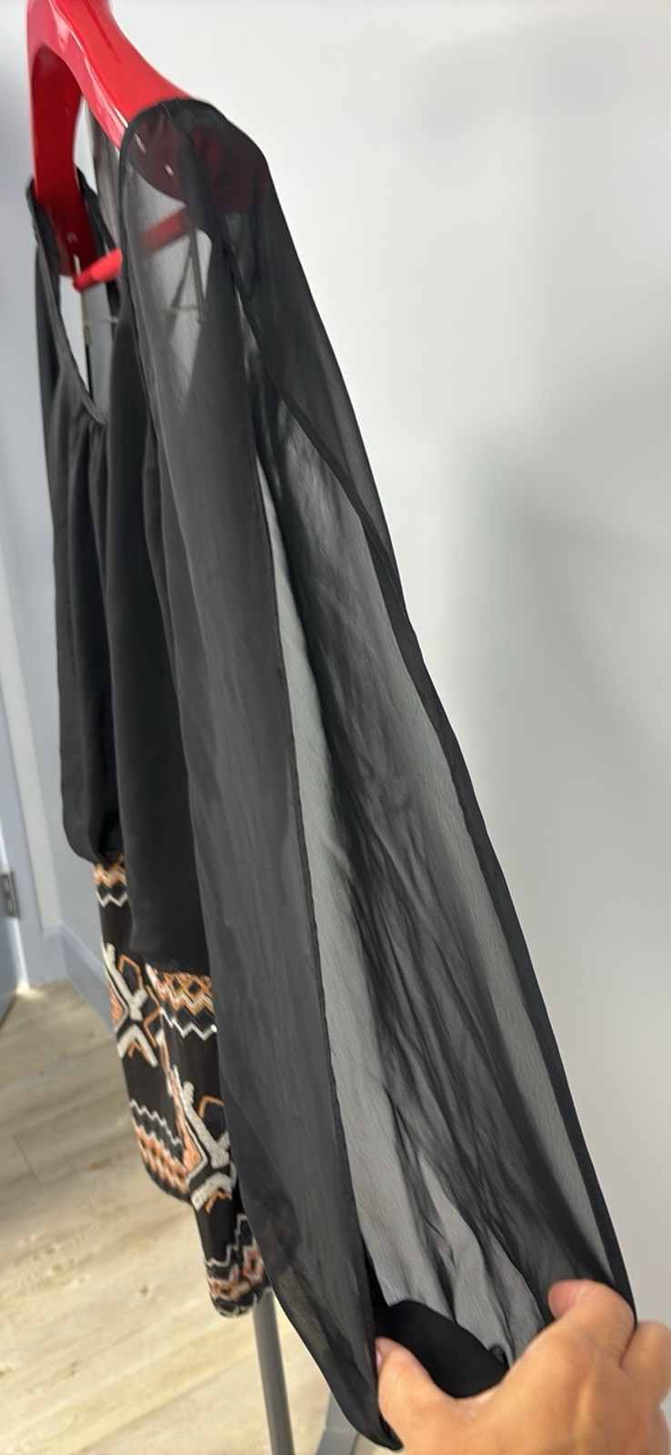NWT As U Wish Black Sequin Dress Embroidered Dress Sheer Size L