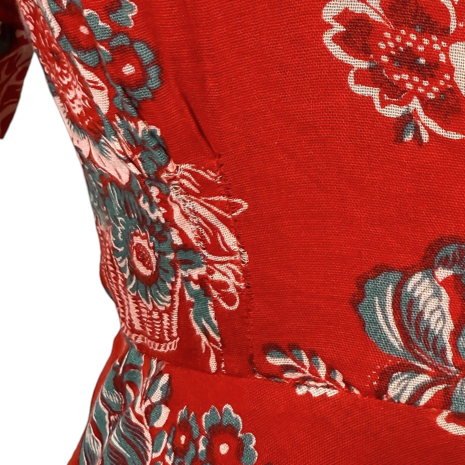 Denim & Supply Ralph Lauren Womens M Red Floral Wrap Dress Cotton Boho Ruffle