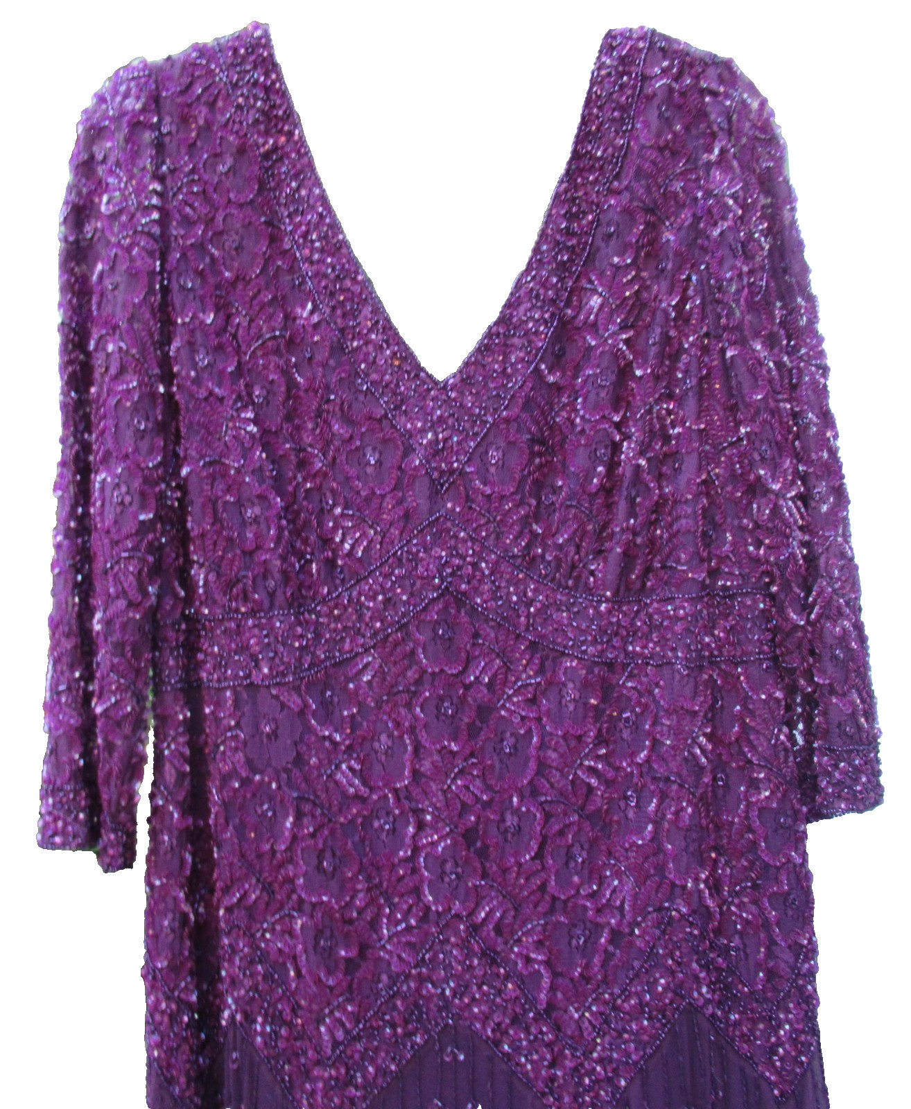 PISARRO NIGHTS Purple/Eggplant Beaded Midi Gown, 16W – Lovely for MOB