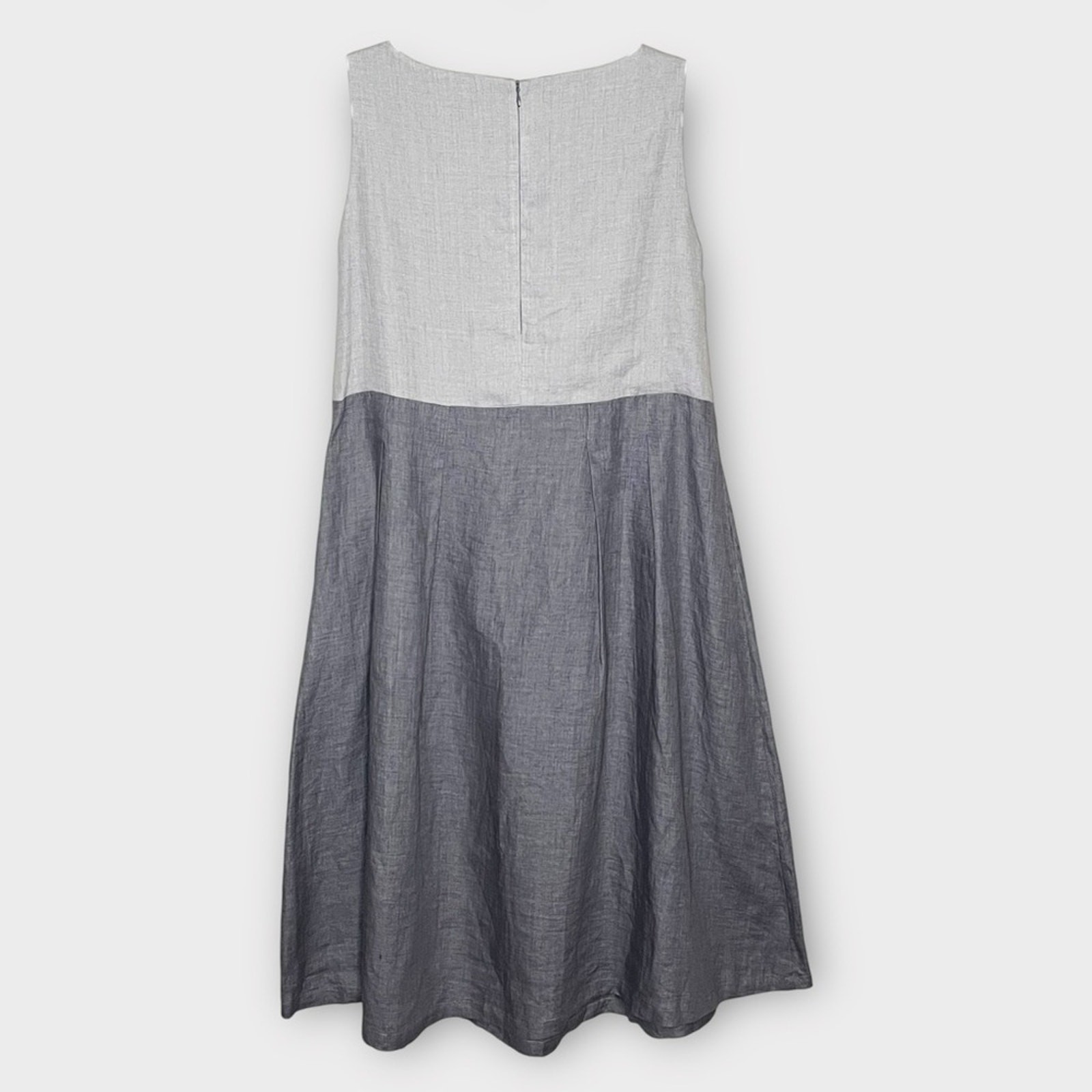 GERSHON BRAM sleeveless linen midi dress gray colorblock size small lagenlook