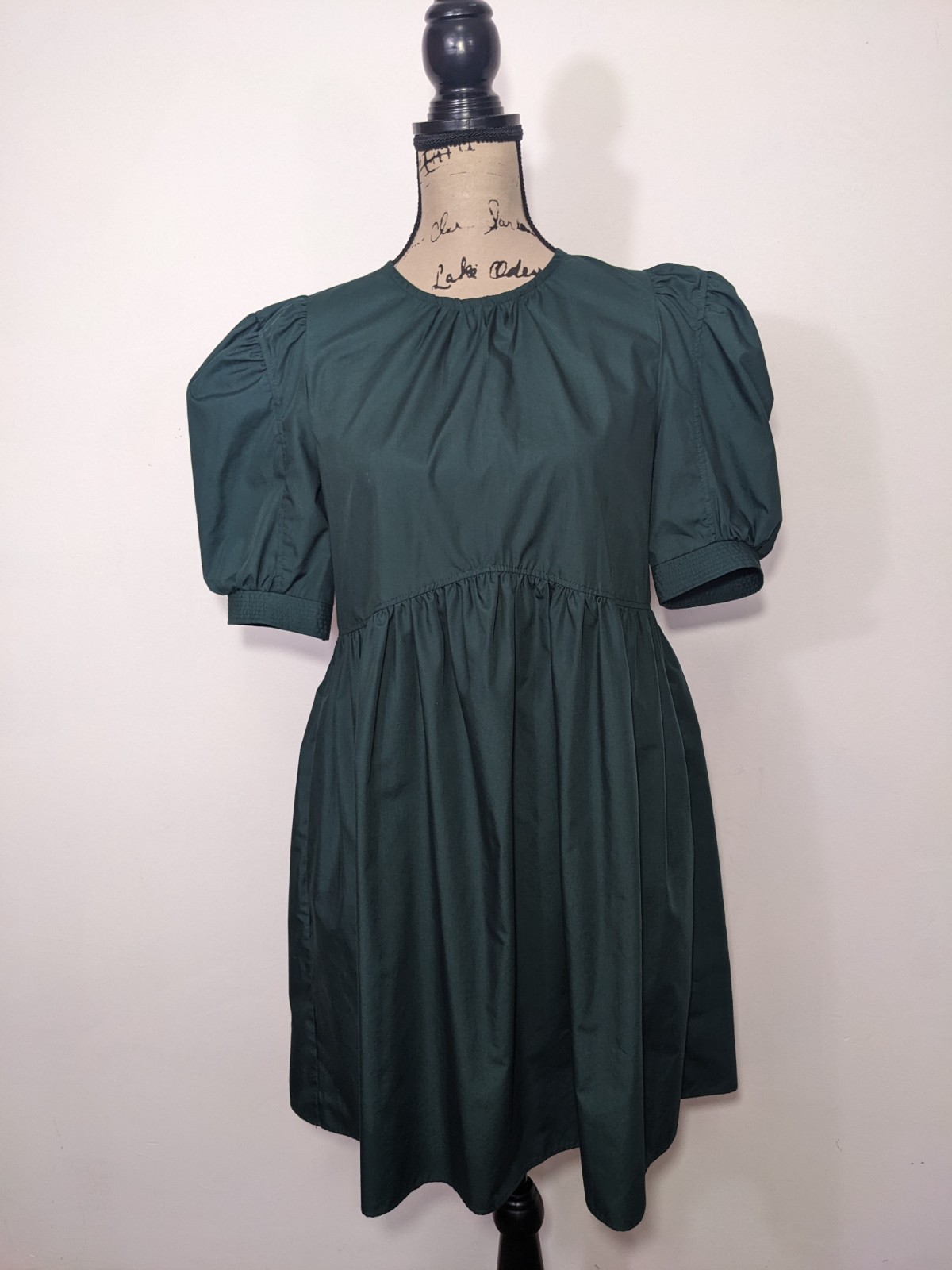 en saison Green Puff Sleeve Short Summer Mini Dress Nordstrom Babydoll size S