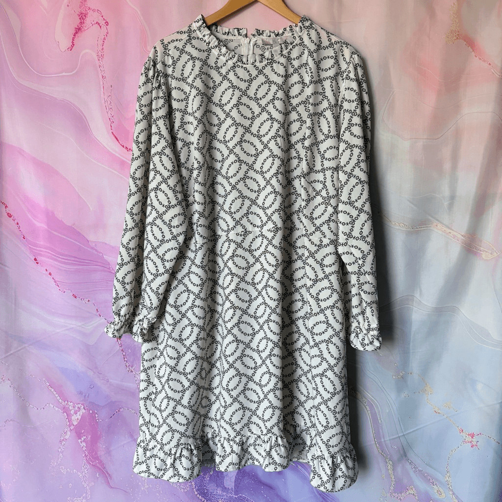 LOFT 26 Cream Pink Floral Dress Preppy Feminine Boardwalk Romantic Coastal Artsy