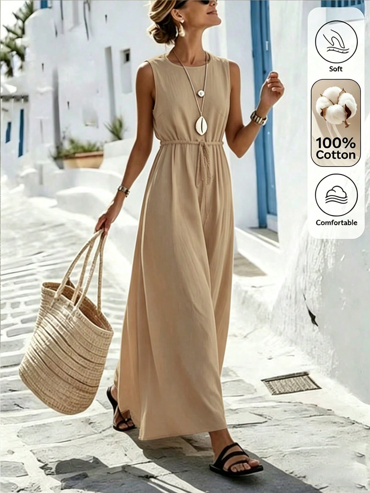 Ladies Camel Knot Long Summer Dress