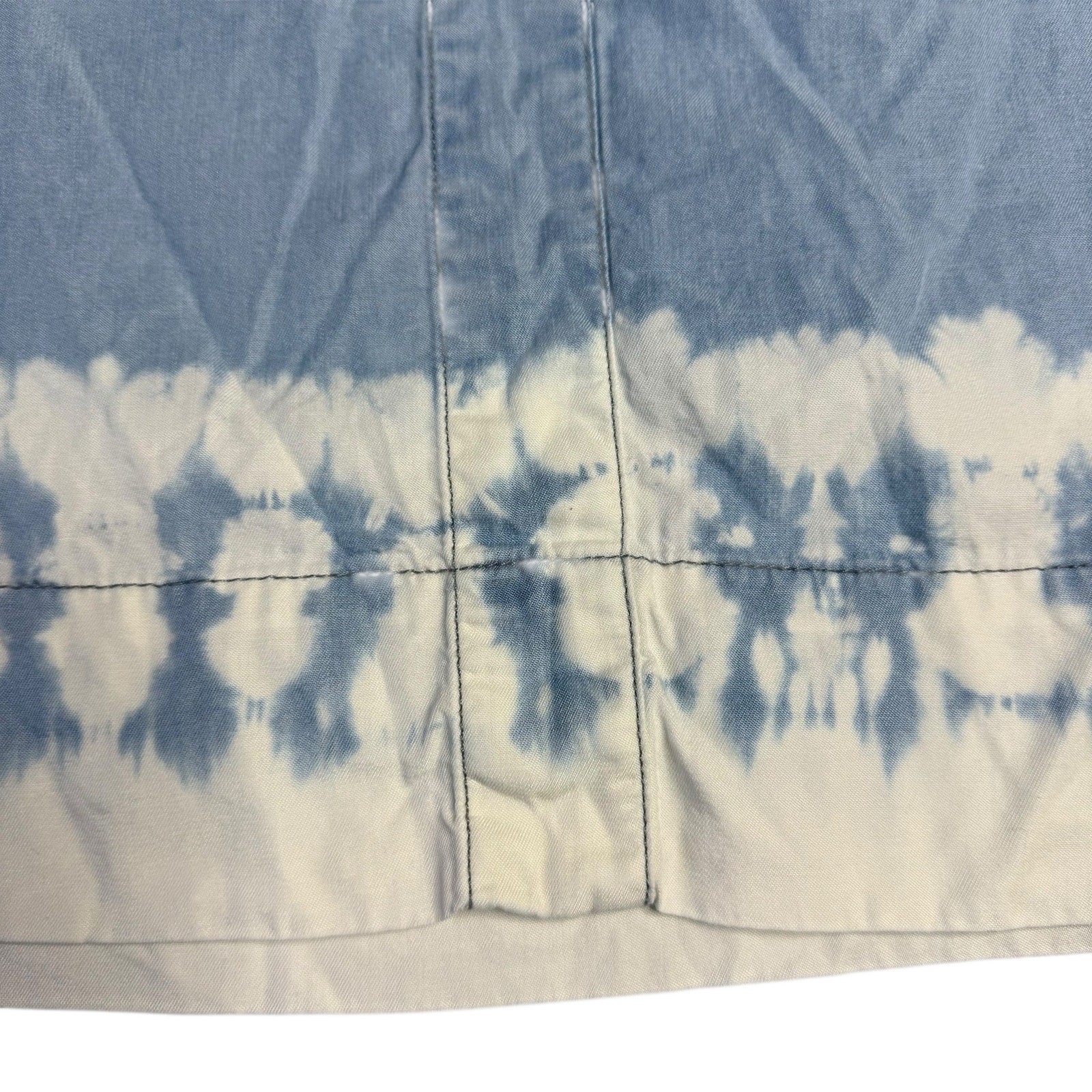 Caffe Marrakesh Women’s Tencel Denim Midi Cap Sleeve Dress Tie Dye Hem – Large