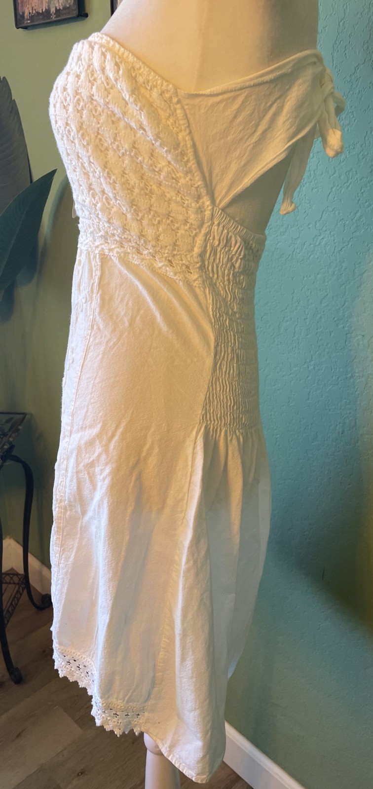 Alexandra Fashion From Peru 100% Cotton Embroidered Strapless Mini Dress Small