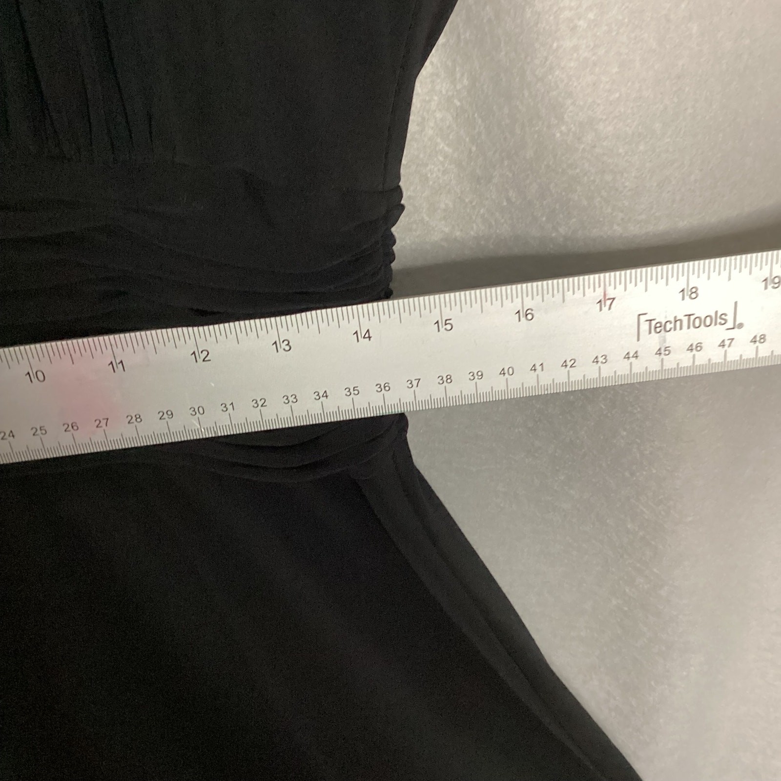 Evan-Picone Black Dress Size 12 – V-Neck, Rouched Waist, Full Skirt, Classy