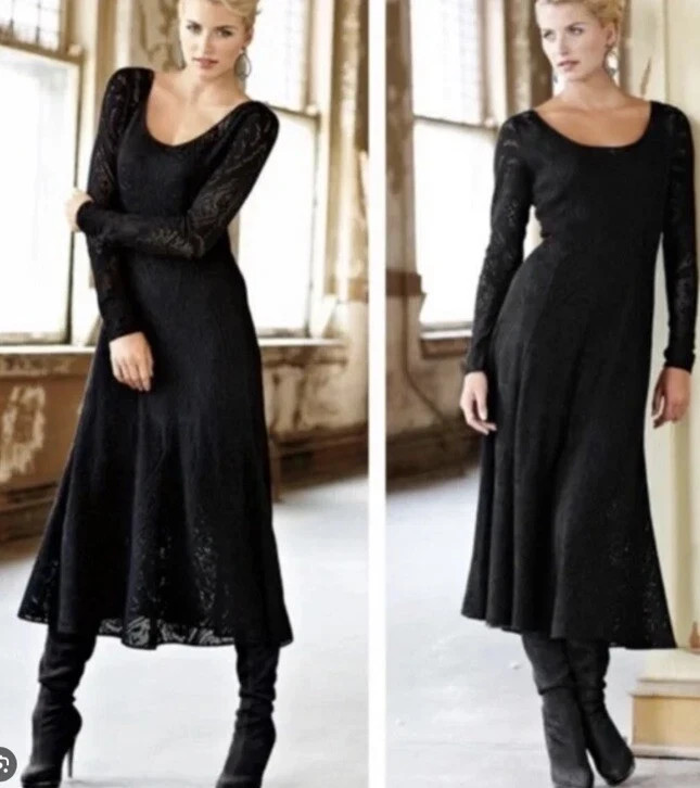 Peruvian Connection “Phoebe” Black Pima Cotton Crochet Lace Dress, M, rrp £489