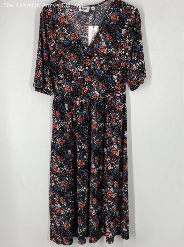 Leota Womens Multicolor Floral Stretch Wrinkle Resistant Fit & Flare Dress Sz S