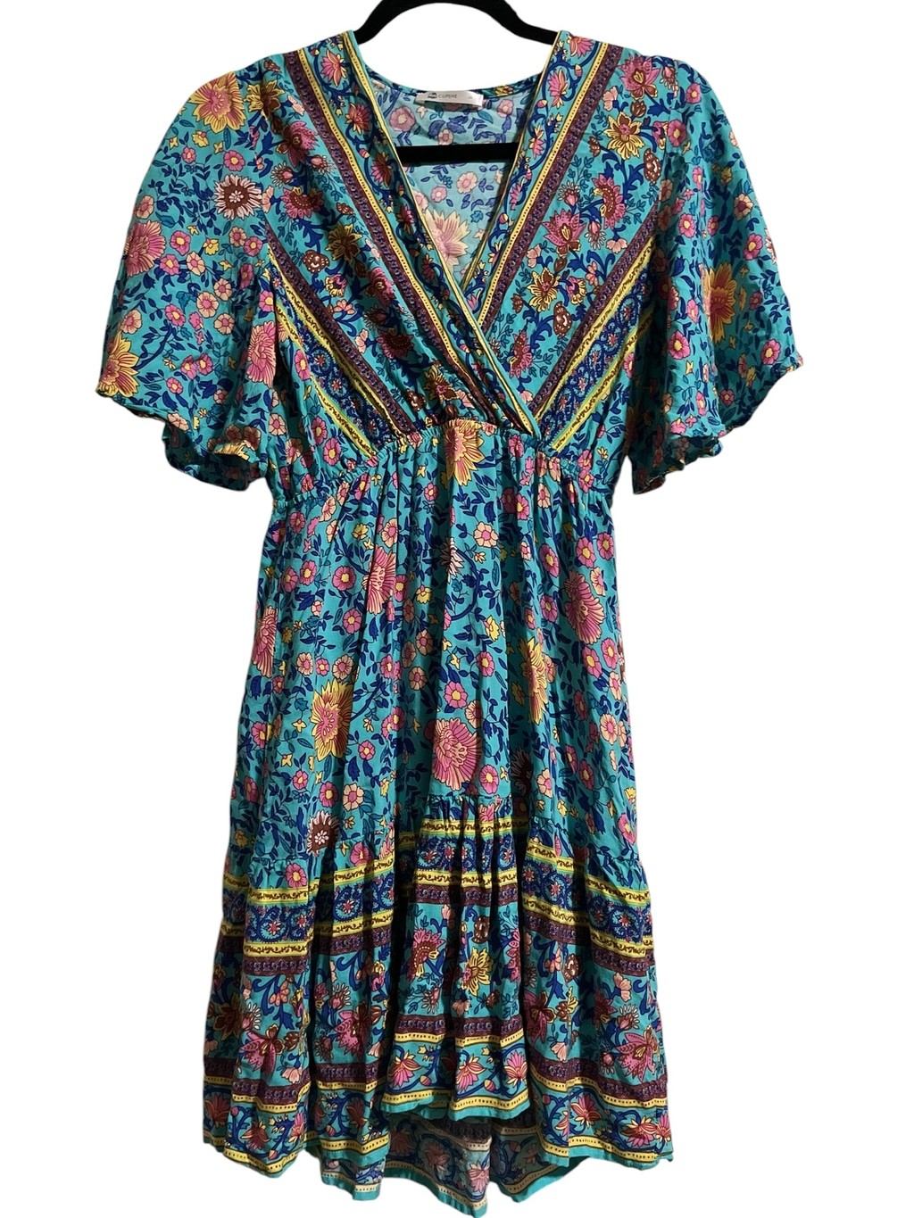 EUC Women’s CUPSHE Blue Floral V-Neck Mini Dress S