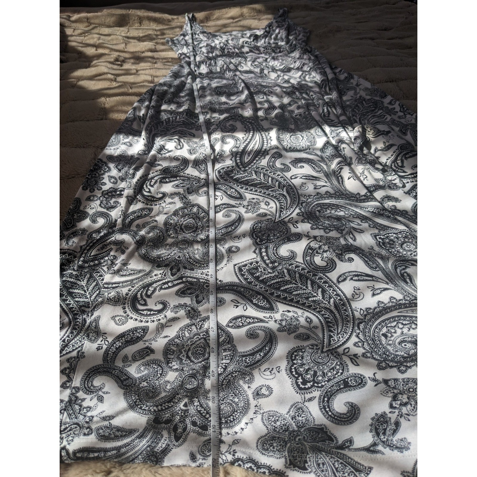 Old Navy Womens Black White Paisley Sleeveless Wrap Maxi Dress Large Petite