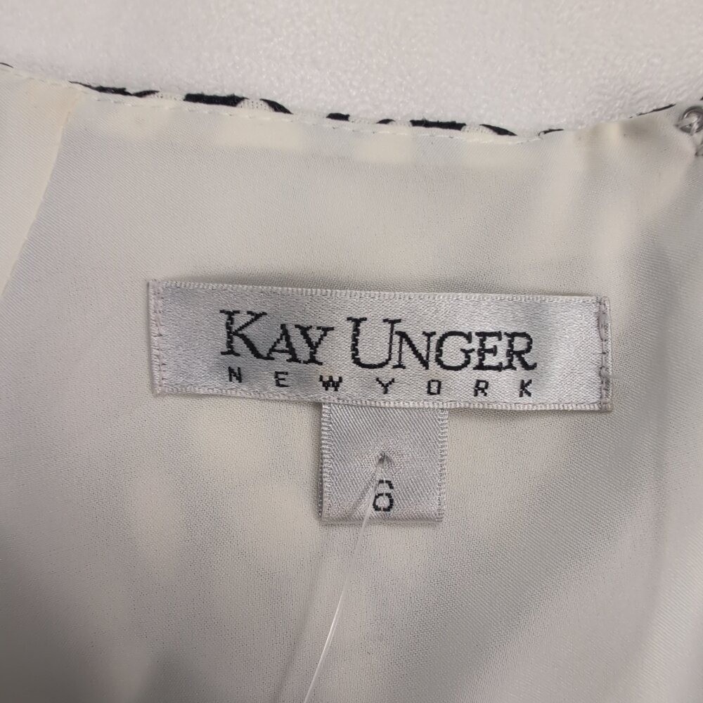 Kay Unger Black & Ivory A-Line Cocktail Dress Size 6 Beaded Waist