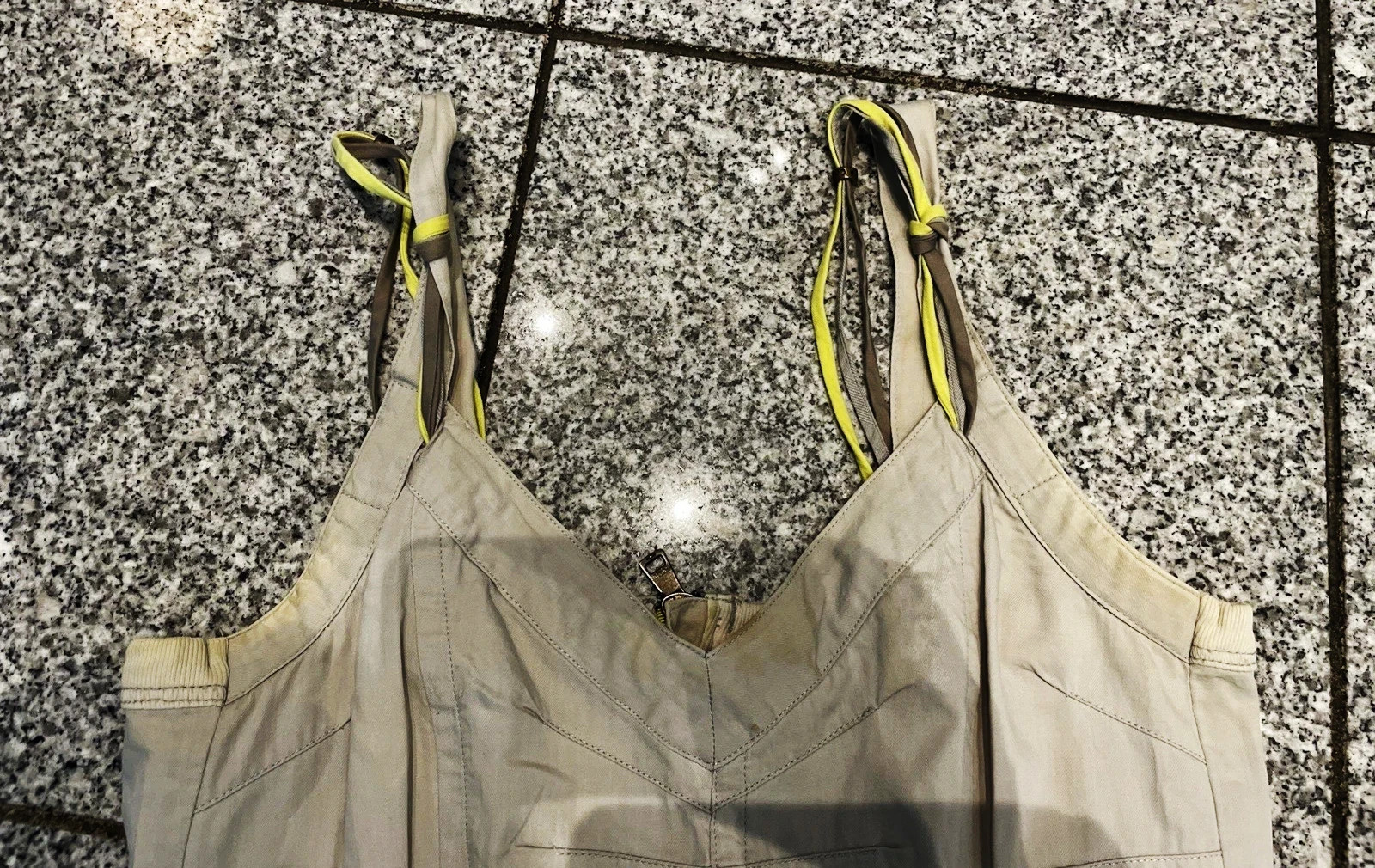 Dress N1 beige Marc Cain 34 pockets empire summer dress strap dress yellow