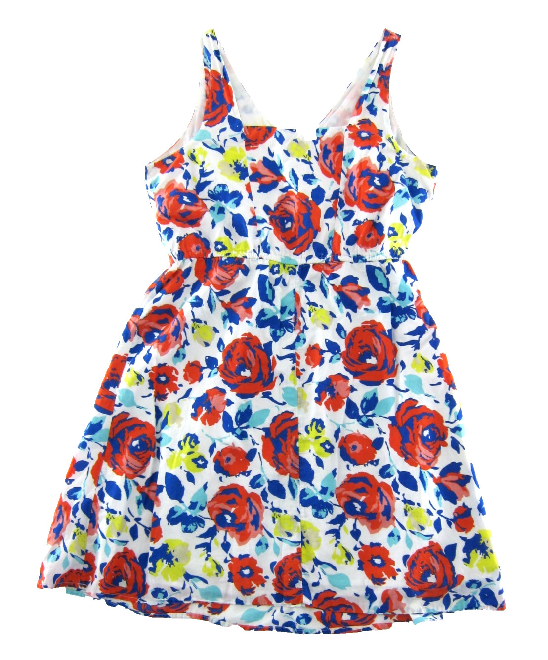 Old Navy 100% Cotton White Orange Blue Yellow Floral Sheath Tank Sun Dress 14