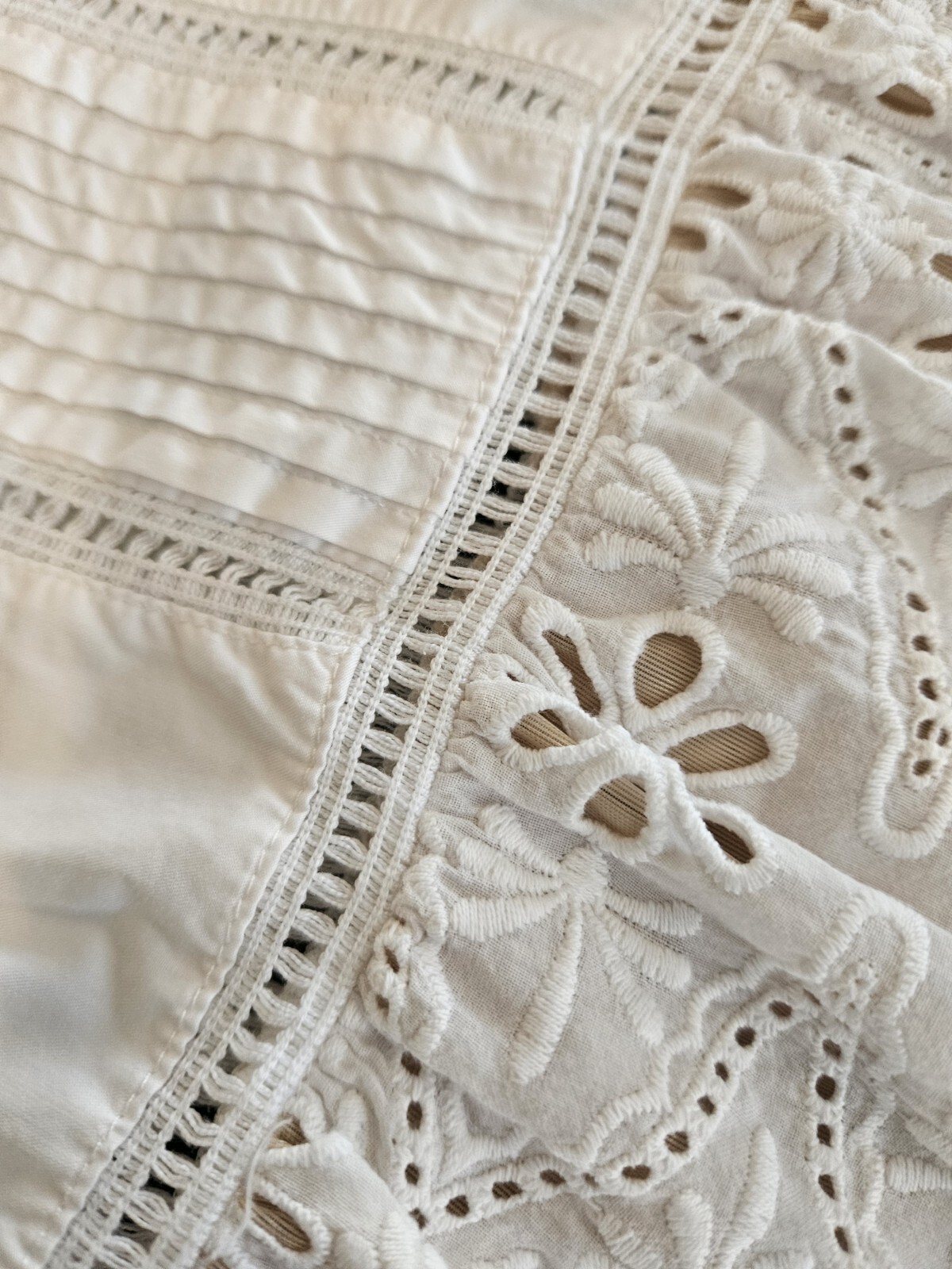 0039 Italy White Cotton Dress Lace Sleeveless Victorian infused Size M