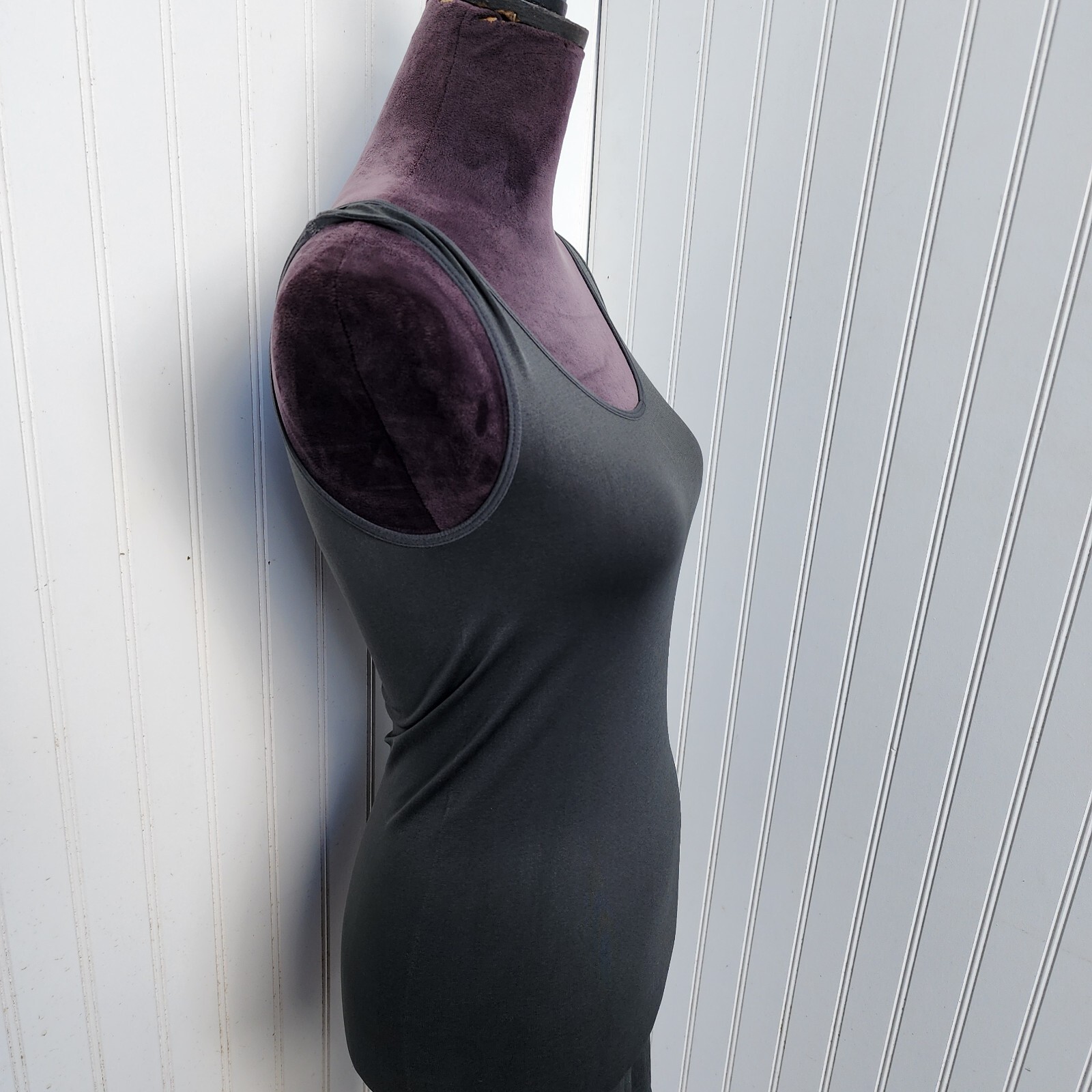 NWT Yelete Stretch Nylon Bodycon Mini Dress Charcoal Gray OS
