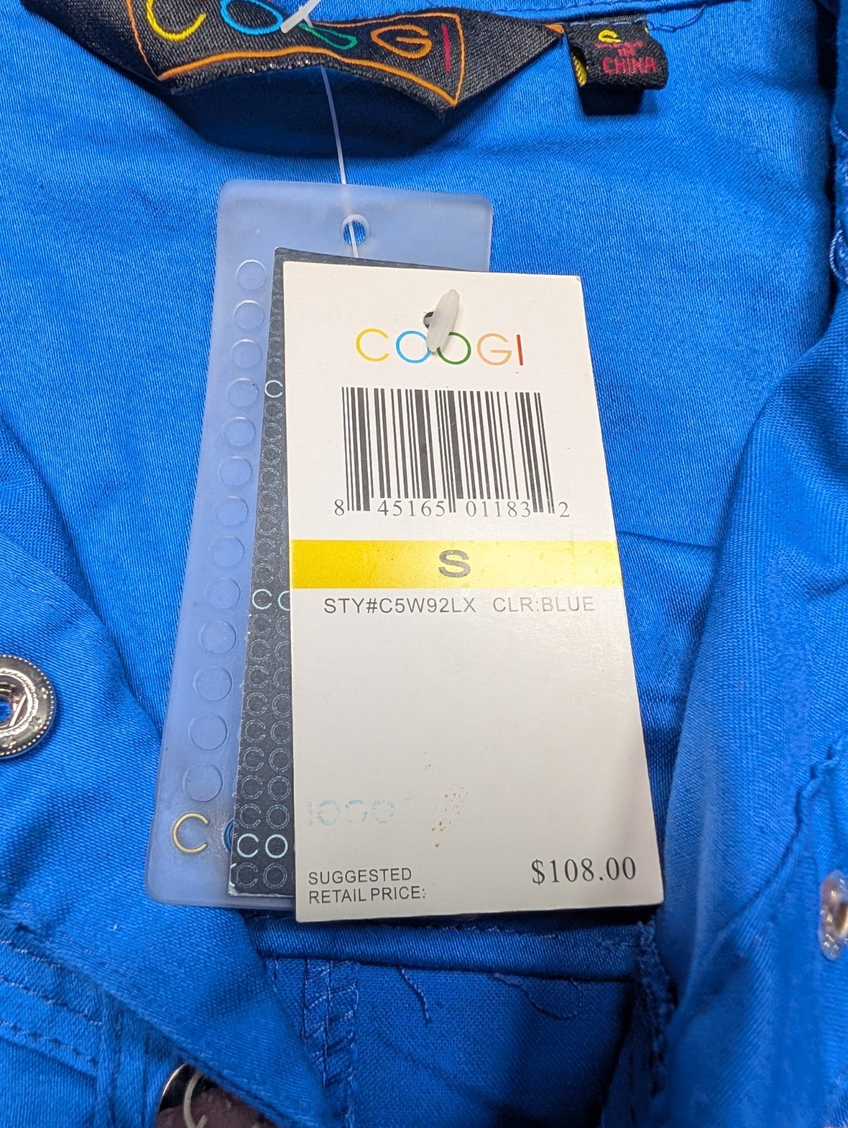 NWT Coogi Junior Size Small Blue Studded Snap Front Short Sleeve Dress