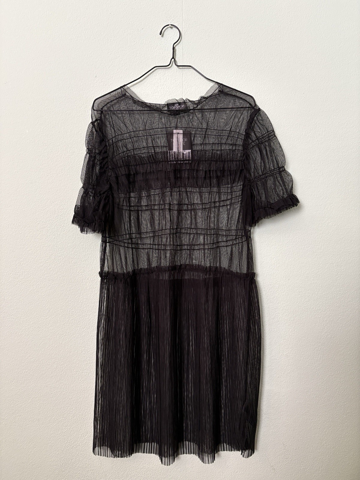 Topshop Petite Sheer Black Dress Size 10 Grunge Goth Alternative Festival Emo
