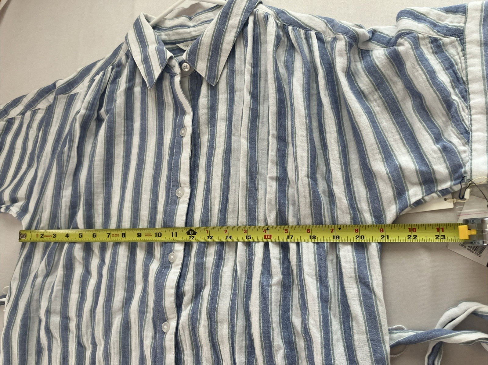 Caslon Stripe Shirt Dress Womens Medium Blue White Belted Coastal Midi NWT
