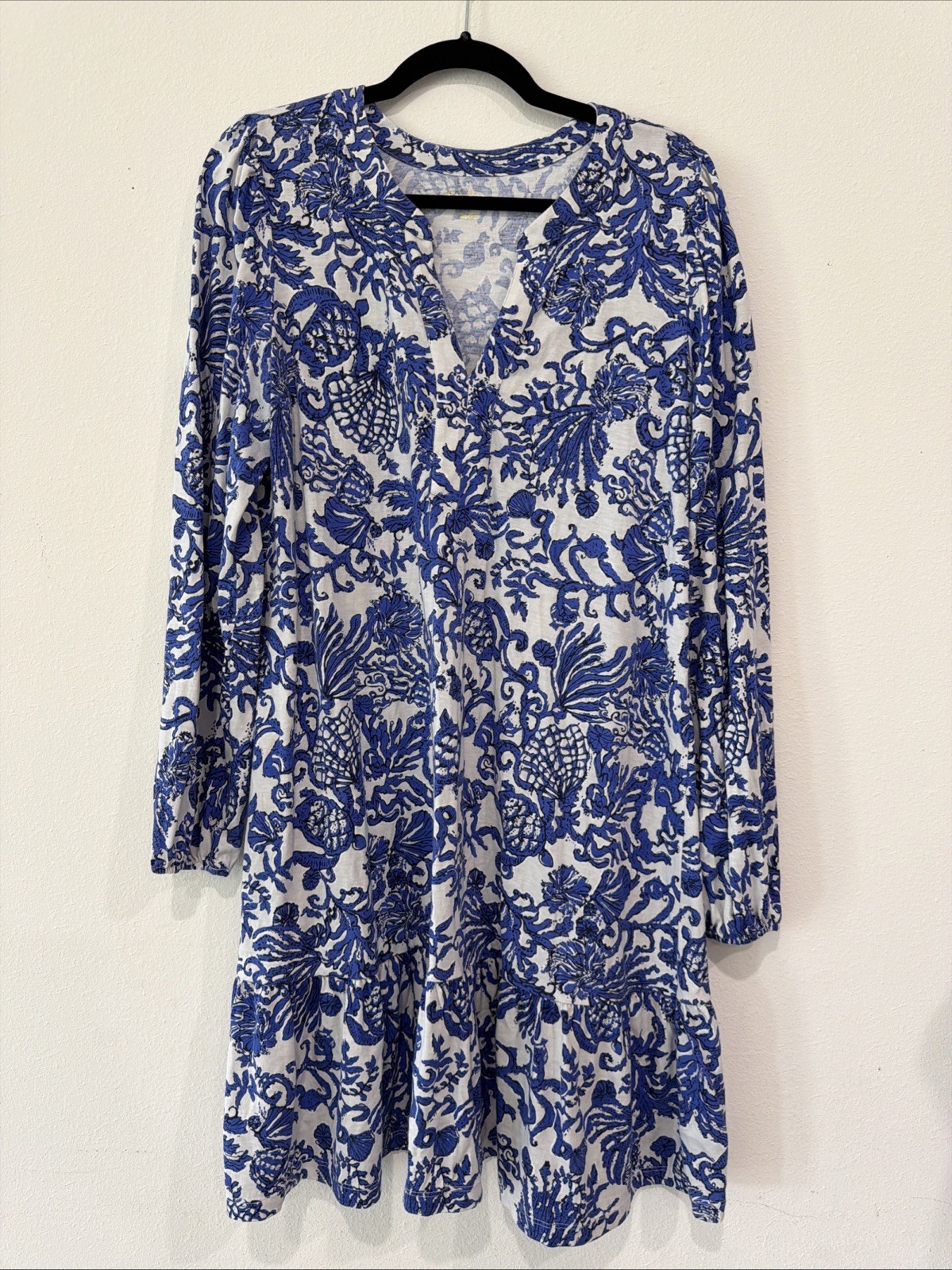 Lilly Pulitzer Dress Women’s Large Alyssa Long Sleeve Ride With Me Print Beach