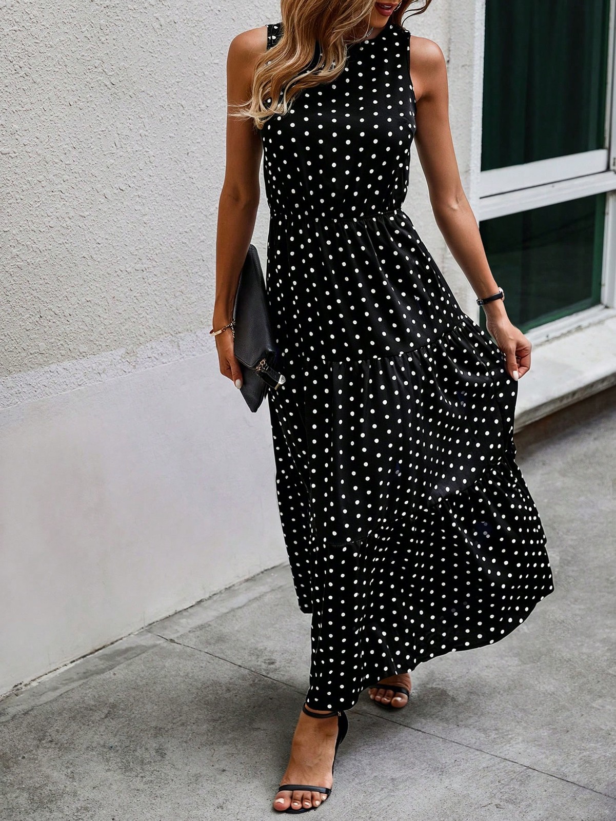 Ladies A Line Cut Ruffle Hem Louniche Maxi Dress