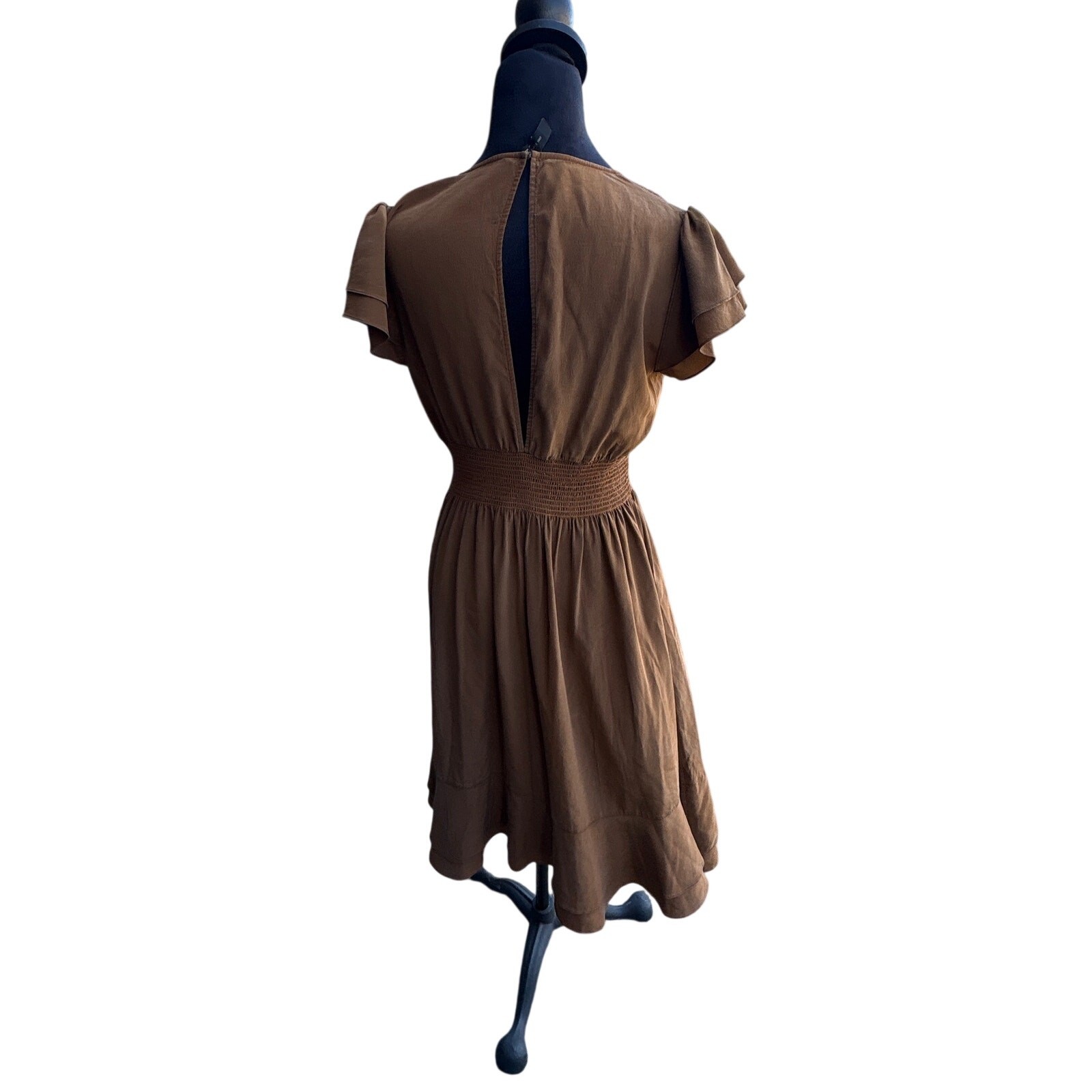 Frye Brown Silky Prairie Dress Size 6 Cottagecore Milkmaid Boho Western
