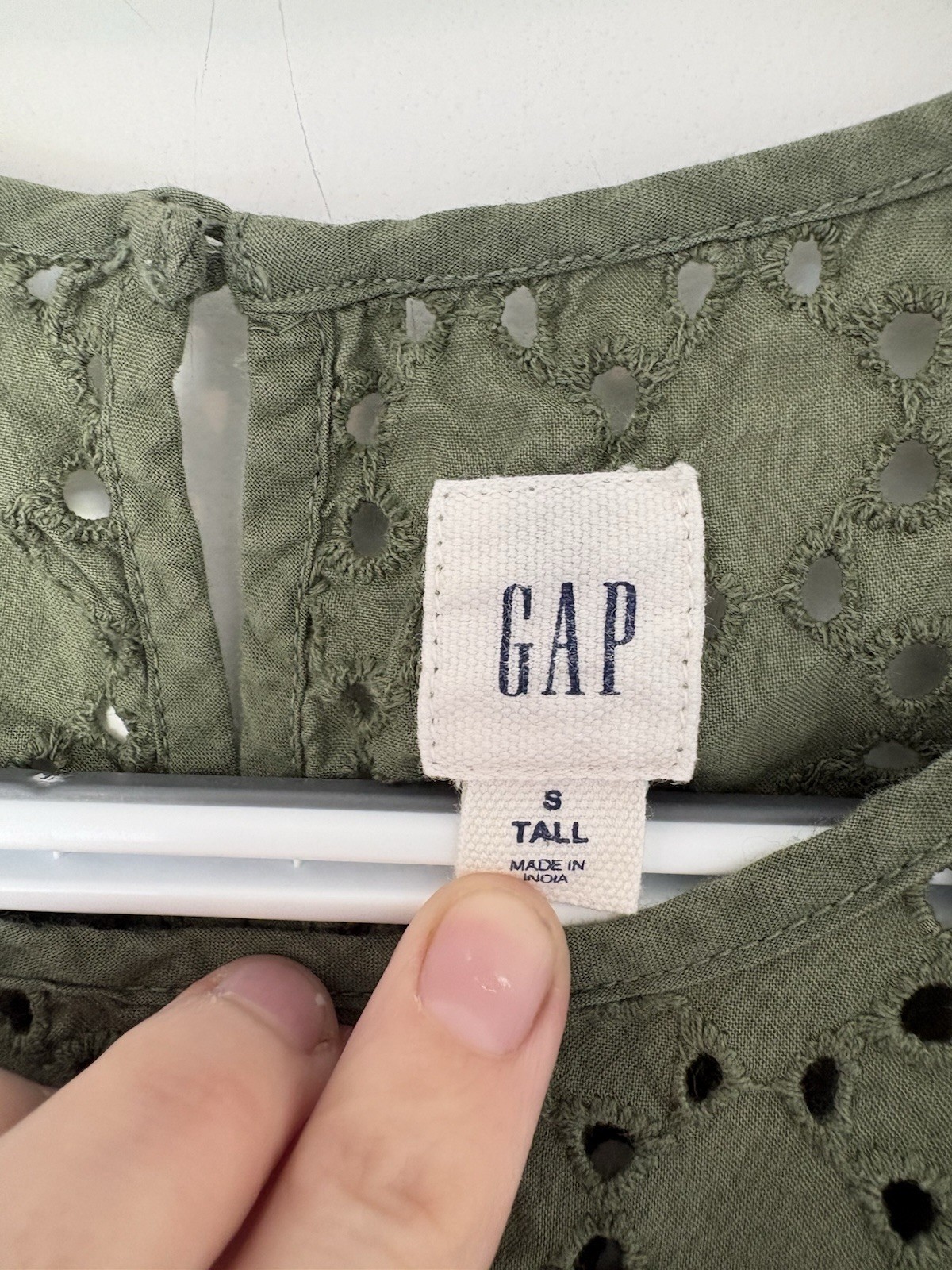 Gap Cypress Green Lace Eyelet Shift Dress size S Tall