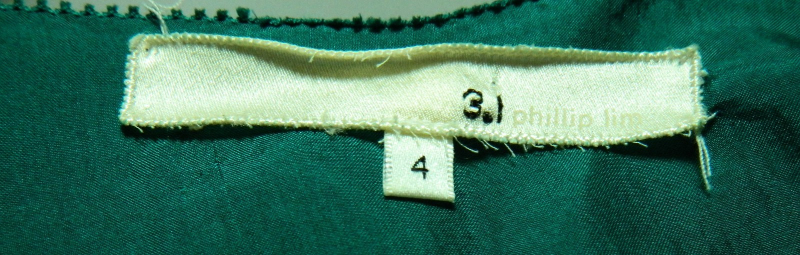 Phillip Lim 3.1 Dress Size 4 Green Silk Perforated Sleeves Scoop Neck Shift