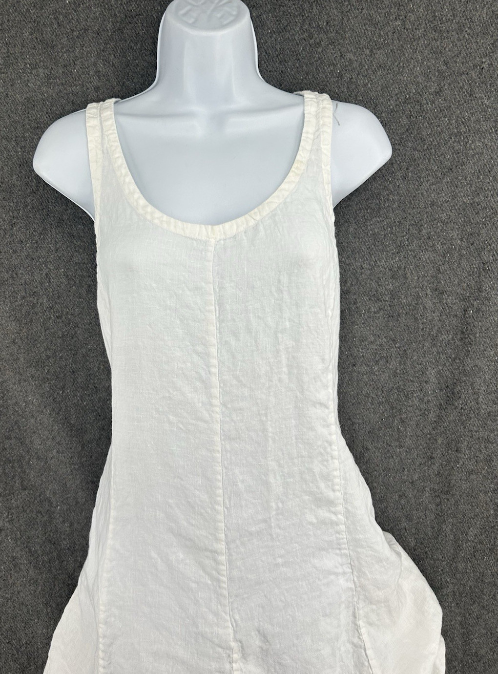 EILEEN FISHER White Irish Linen Handkerchief w/Ties Lagenlook Dress Size Small