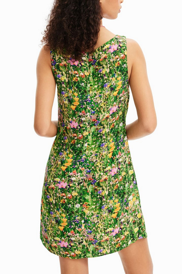 Desigual Womens Floral A-Line Square Neck Mini Dress 23SWWVW54