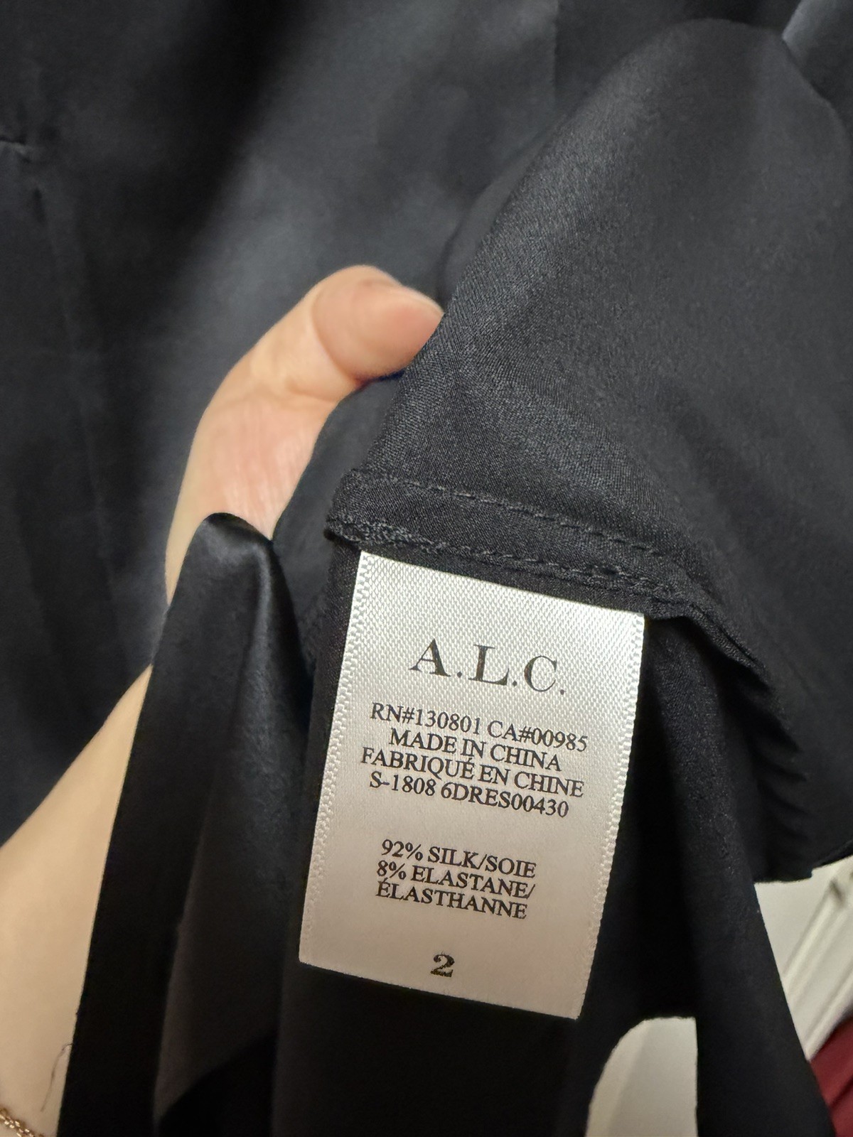 NWT ALC Rora Silk Blend Shirtdress Black $595 Sz 2