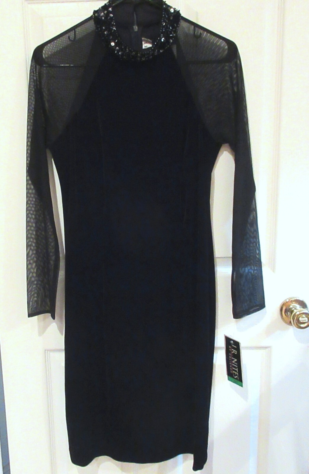 Womens JR NITES by Caliendo~Little BLACK VELVET DRESS~size 10~NWT Beaded $110