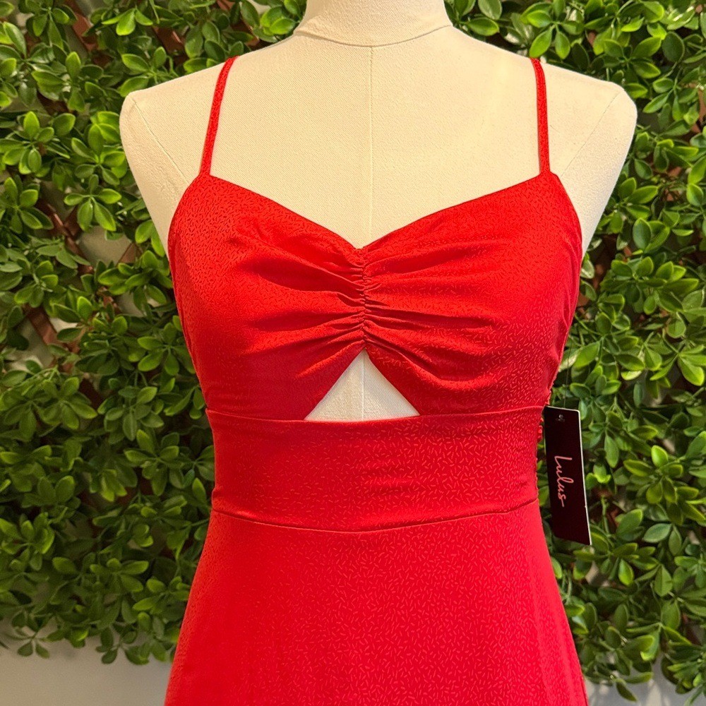 Renata Red Print Satin Dress