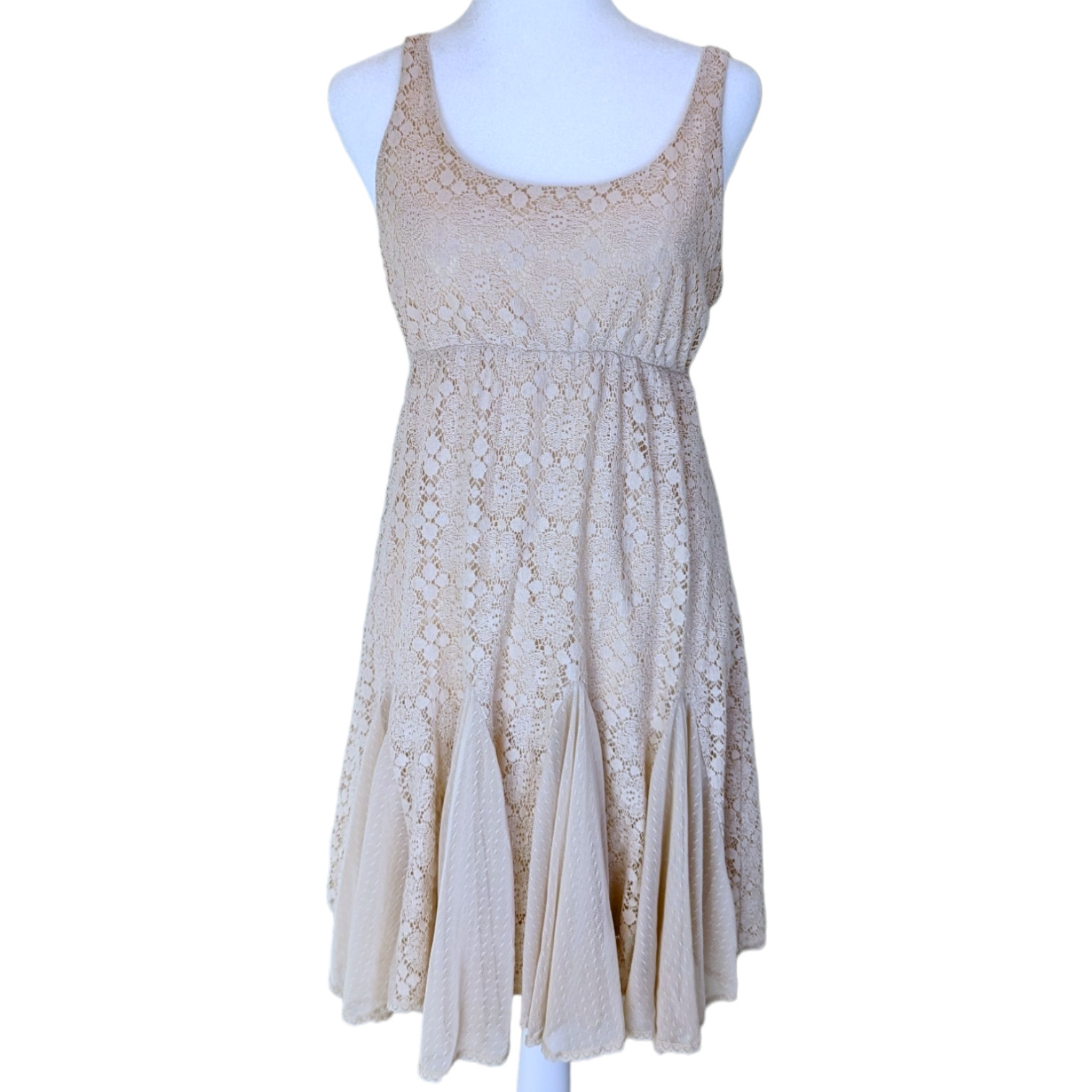 Dusty Pale Pink Coquette Whimsical Lace pleated Boat neck Ballerina Dress M
