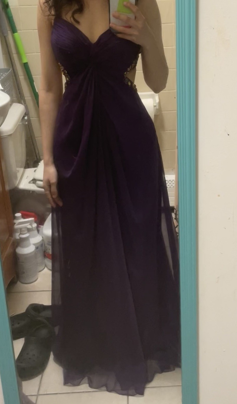 Women’s Purple Maxi Dress V-Neck Sleeveless Solid Long Regular Size Type