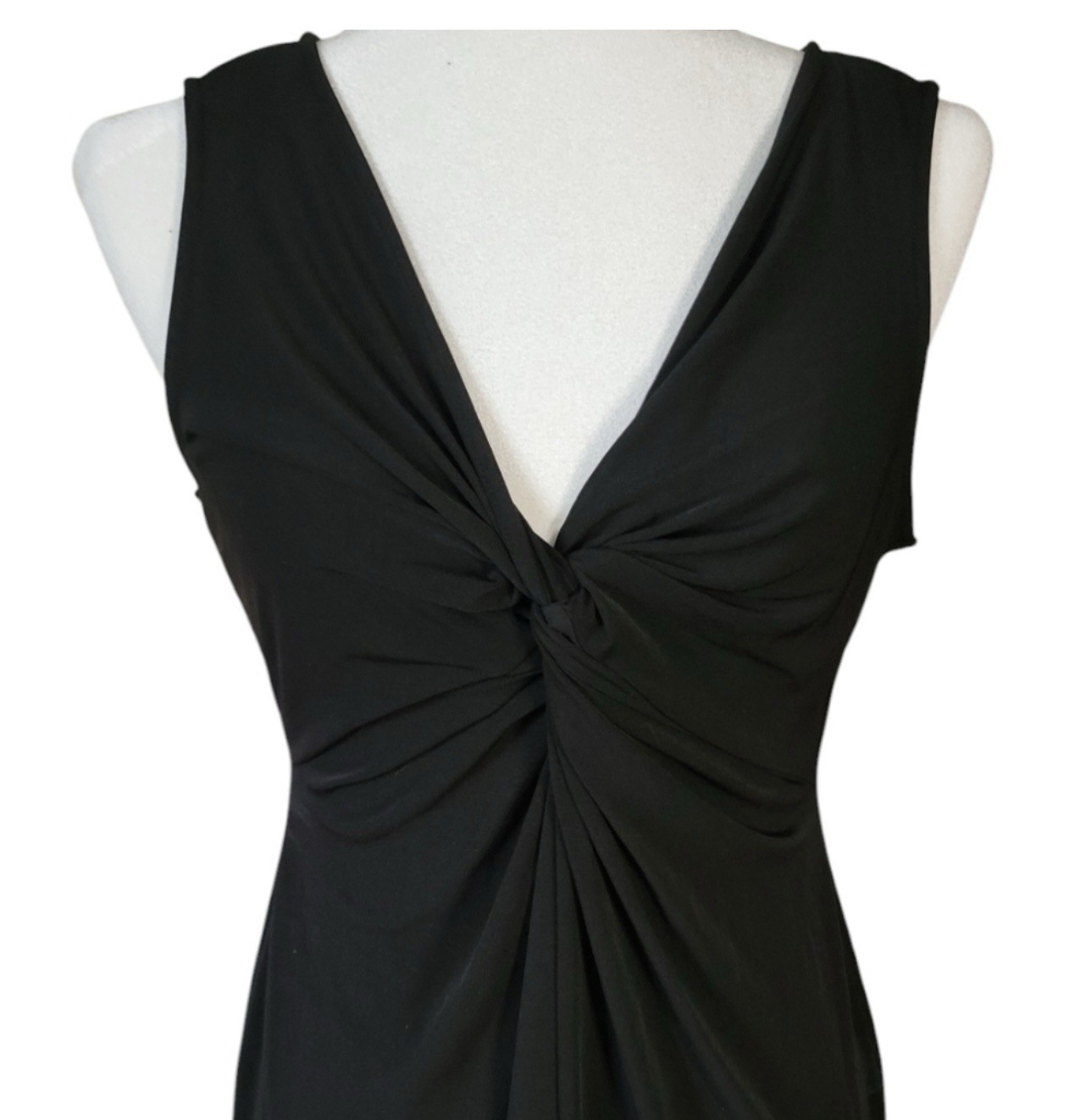 Motherhood Maternity Black Sleeveless V-Neck Knot Front Sheath Knee Dress M
